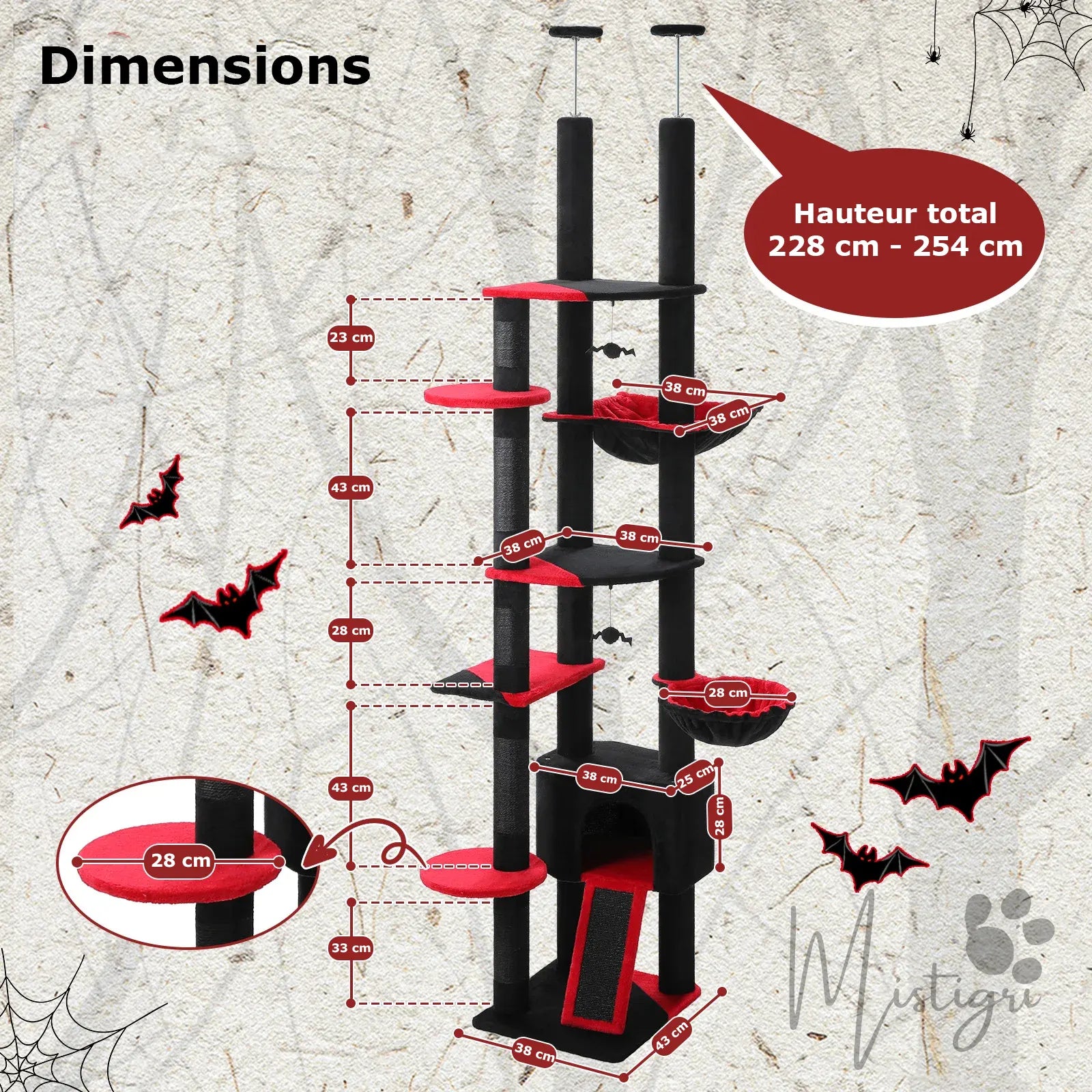 Dimensions Arbre à chat hanté