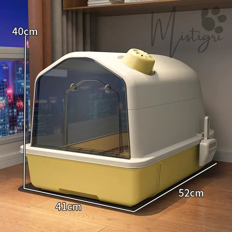 Dimensions du Bac à Litière pour Grand Chat jaune
