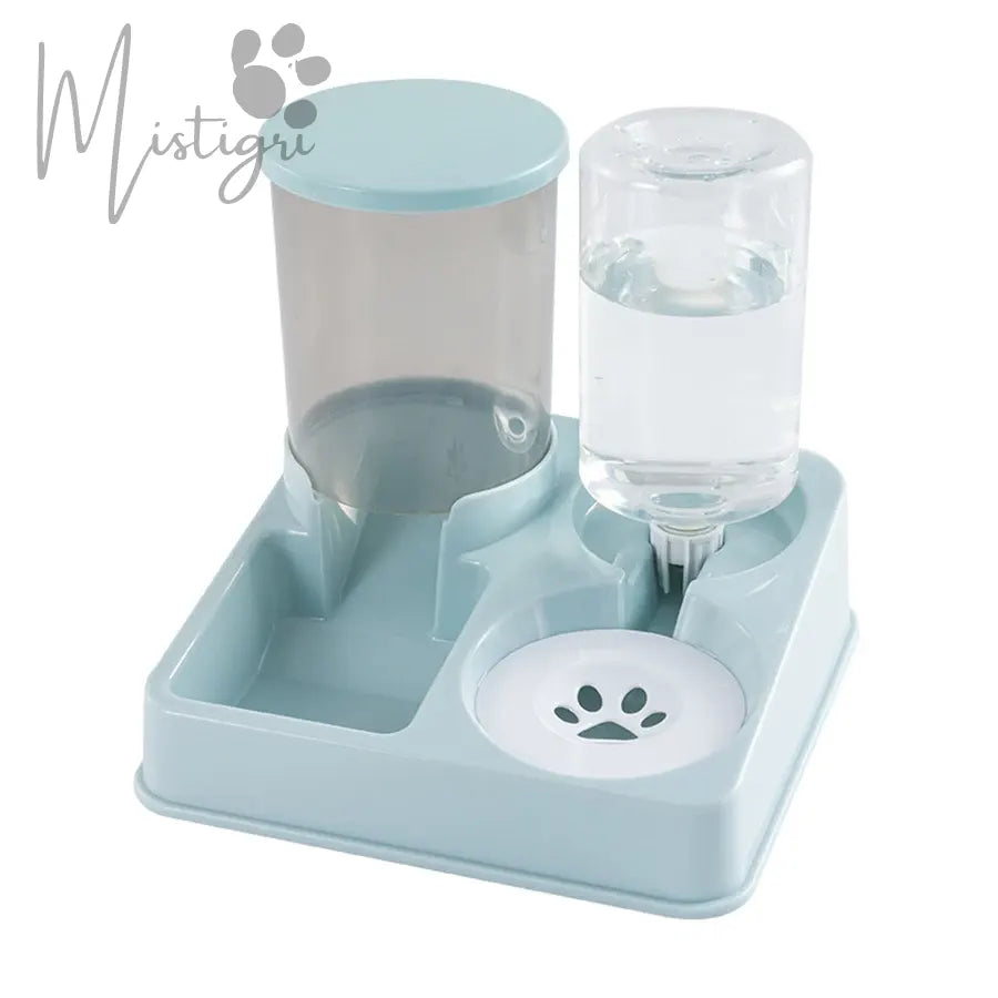 Distributeur Eau et Croquettes Chat bleu
