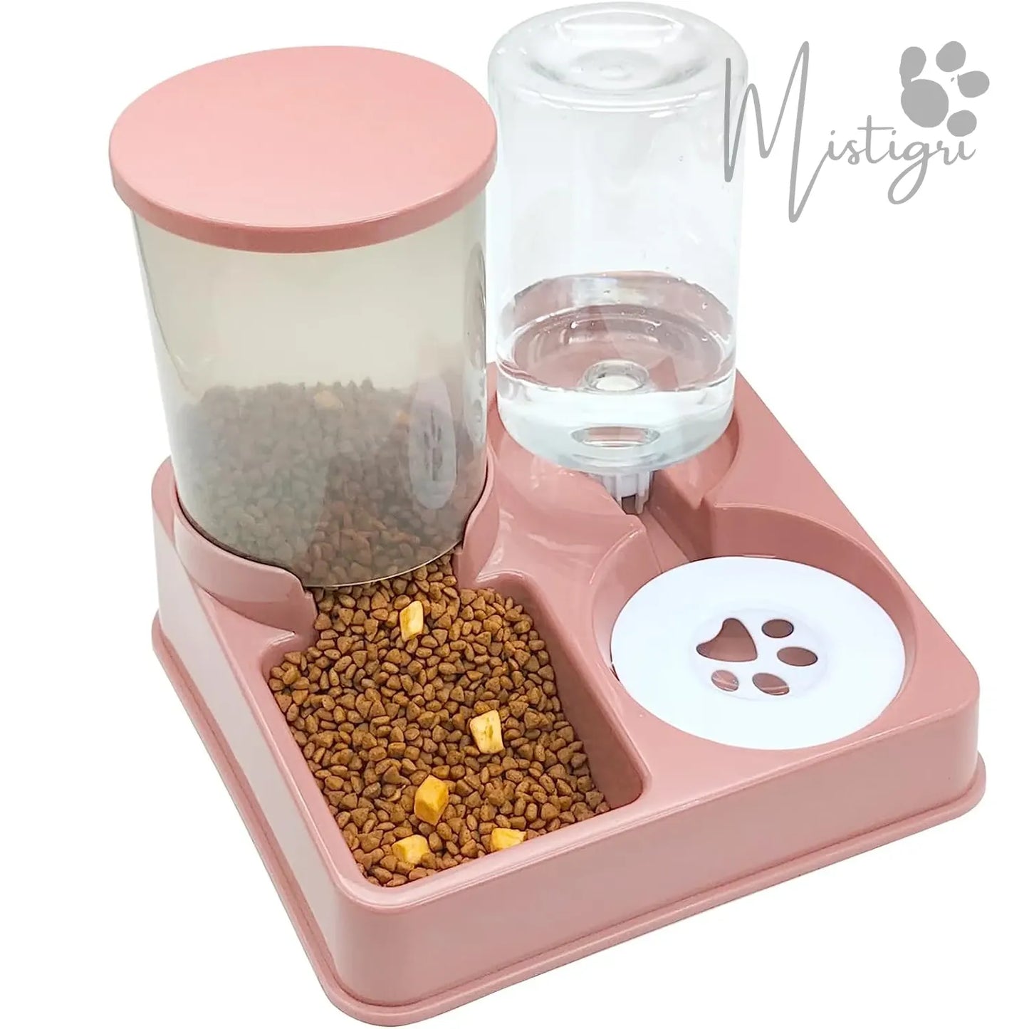 Distributeur Eau et Croquettes Chat rose