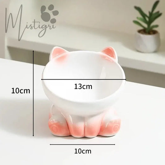 Gamelle Chat Céramique blanc rose